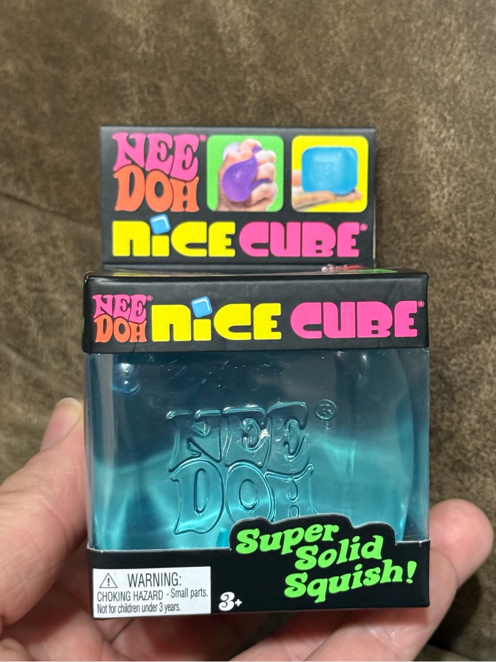 NeeDoh BLUE Nice Cube Super Solid Squish Squeezable Stress Reliever Squishy